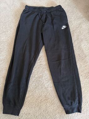 Nike Black Kids Jogger Sweatpants with White Swoosh